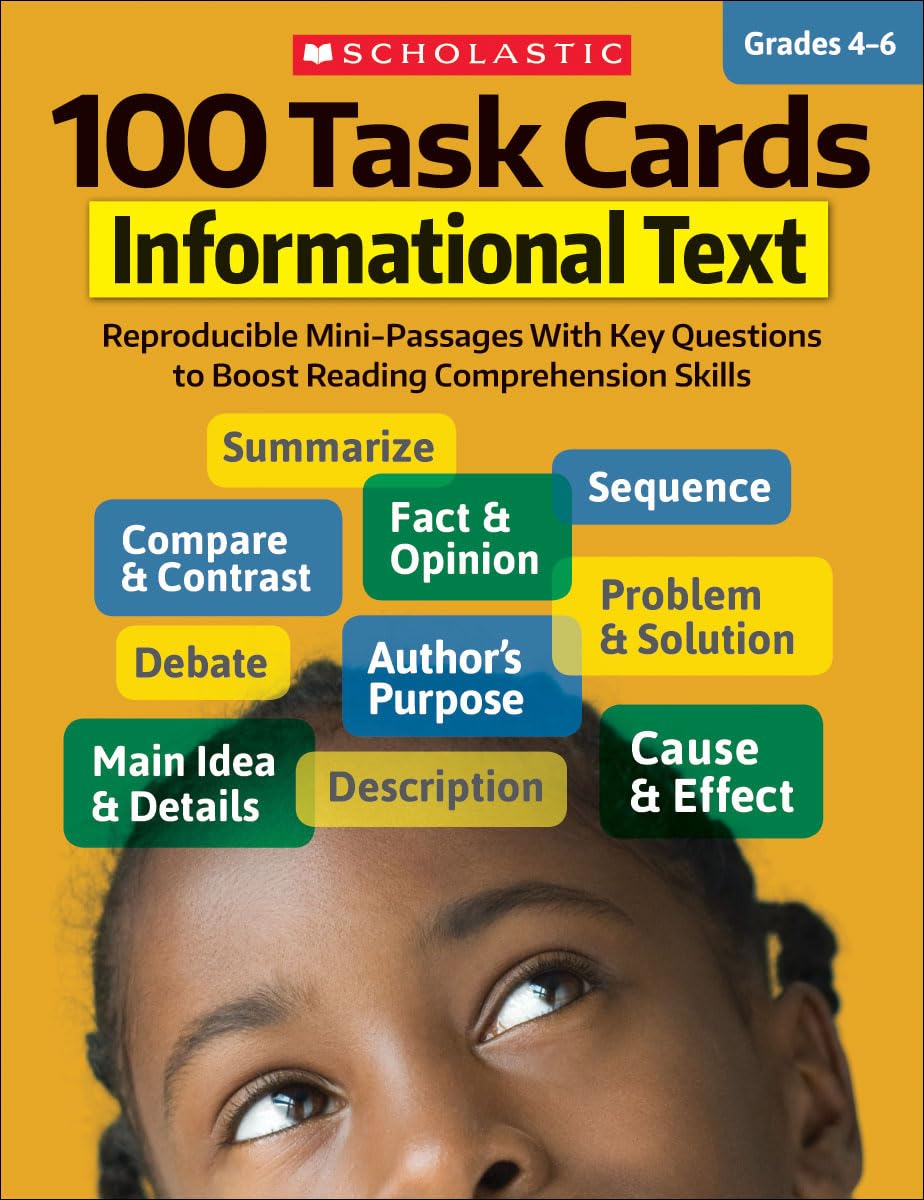 100 Task Cards: Informational Text: Reproducible Mini-Passages with Key Questions to Boost Reading Comprehension Skills-0