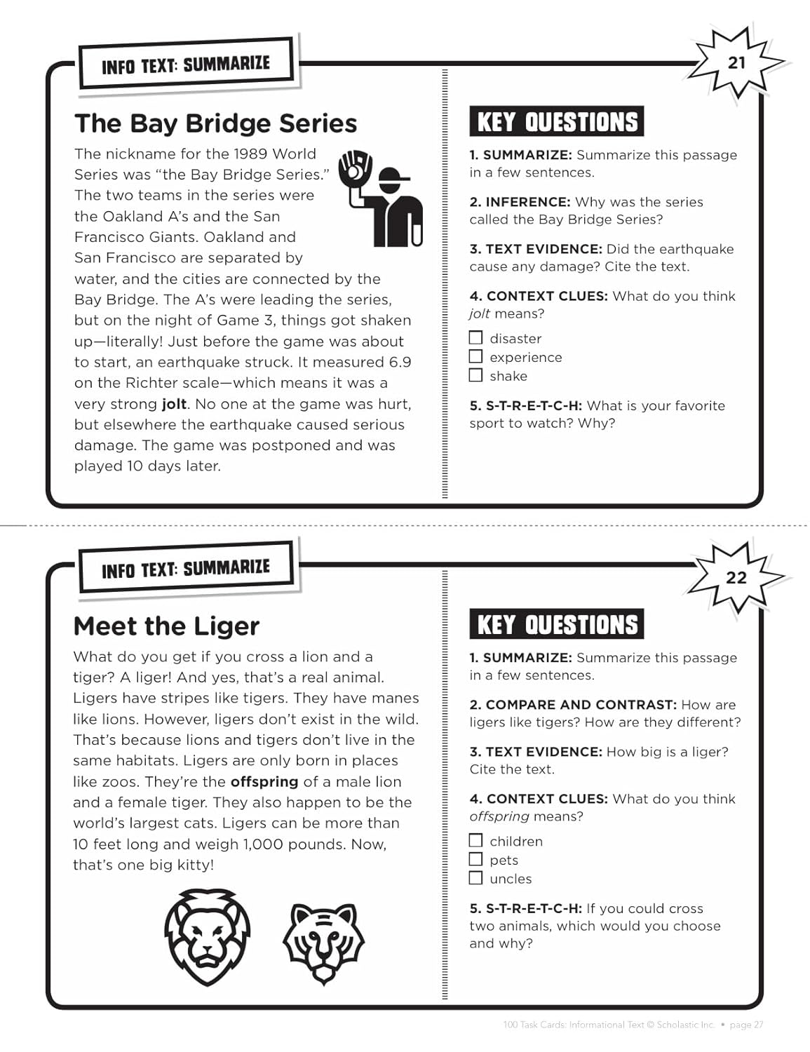 100 Task Cards: Informational Text: Reproducible Mini-Passages with Key Questions to Boost Reading Comprehension Skills-10