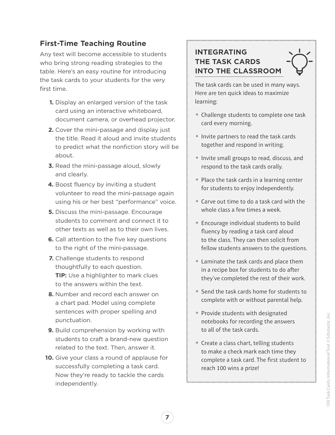 100 Task Cards: Informational Text: Reproducible Mini-Passages with Key Questions to Boost Reading Comprehension Skills-5