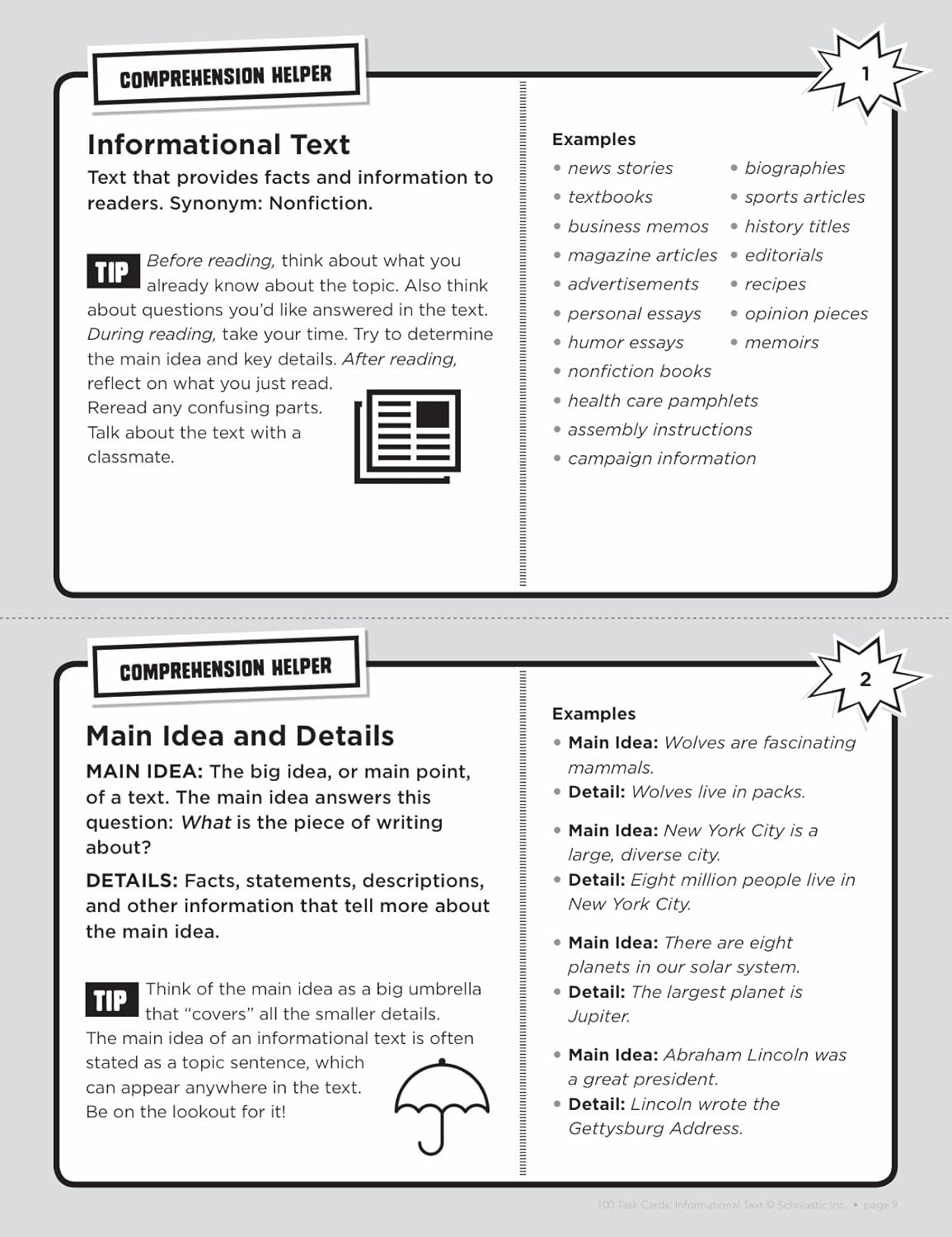 100 Task Cards: Informational Text: Reproducible Mini-Passages with Key Questions to Boost Reading Comprehension Skills-7