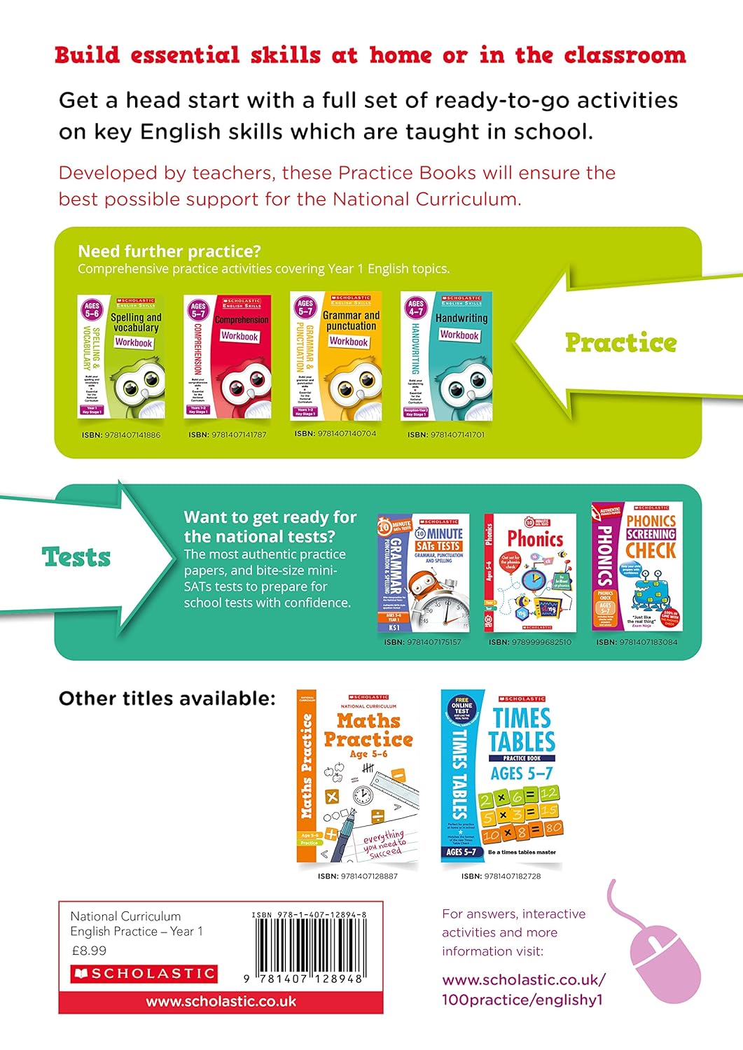 English practice book for ages 5-6 (Year 1). Perfect for Home Learning. (100 Practice Activities)-1