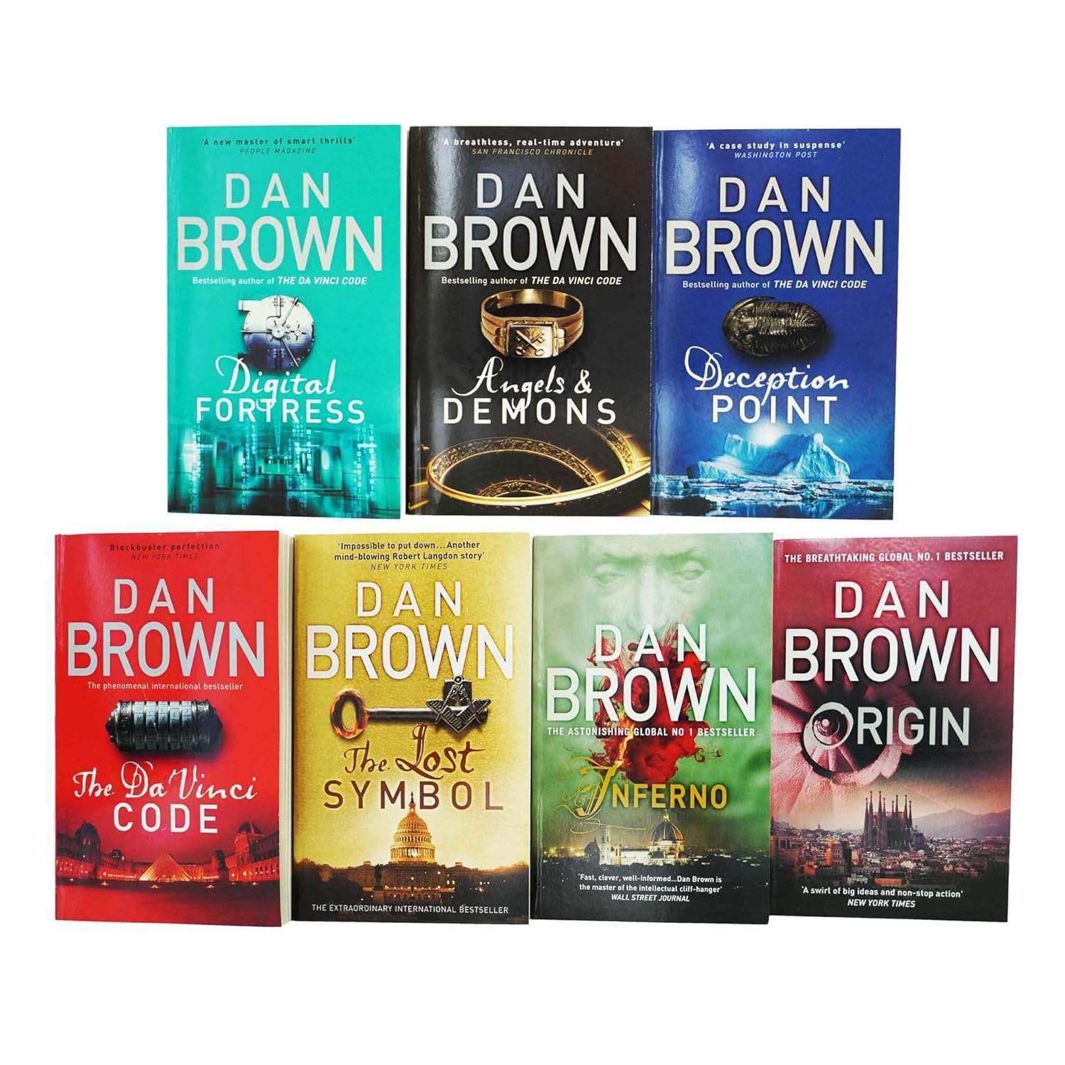 Robert Langdon Series Collection 7 Books Set By Dan Brown (Angels And Demons, The Da Vinci Code, The Lost Symbol, Inferno, Origin, Digital Fortress, Deception Point)-1