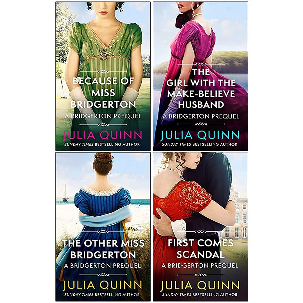 The Rokesbys Bridgerton Prequels Series Books 1 - 4 Collection Set by Julia Quinn (Because of Miss Bridgerton, The Girl with the Make-Believe Husband, The Other Miss Bridgerton & First Comes Scandal)-2