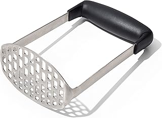 OXO Good Grips Smooth Potato Masher, Black & Stainless Stee, Head Size: 160(Dia)mm, Pressure Relieving Handle, GG054