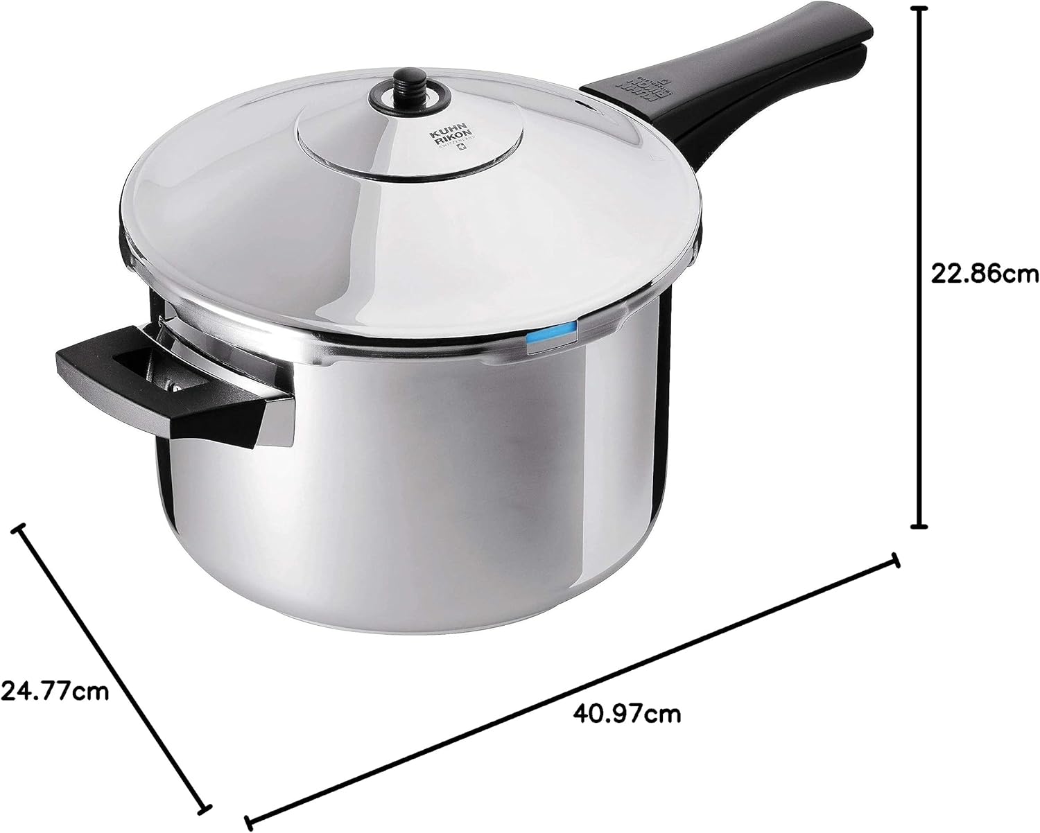 Kuhn Rikon Pressure Cooker Duromatic Inox 5L/22cm Food Steamer with Long Handle. Multi Cooker Hotpot with Auto Lock Lid. Stainless Steel Pot. Instant Cook Pot – 10 Year Kuhn Rikon Cookware Guarantee-10