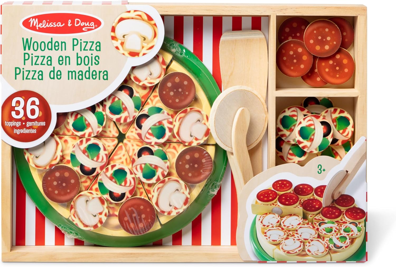 Melissa & Doug Wooden Pizza | Wooden Toys | Pretend Play | Play Food for Kids | 3+ | Gift for Boy or Girl-5