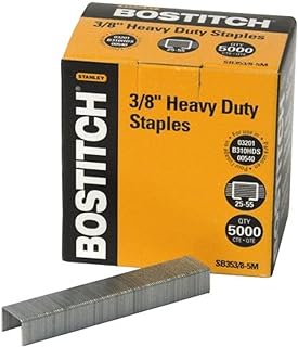 Bostitch Office Heavy Duty Premium Staples, 25-55 Sheets, 0.375 Inch Leg, 5,000 Per Box (SB353/8-5M)