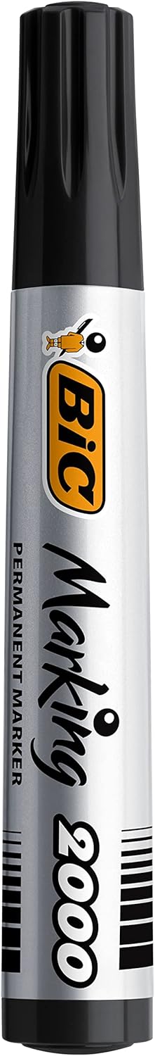 BIC Marking 2000 ECOlutions, Multi-Surface Black Permanent Markers, Ideal for School, Bullet Tip and Quick Drying Ink, Pack of 12-1