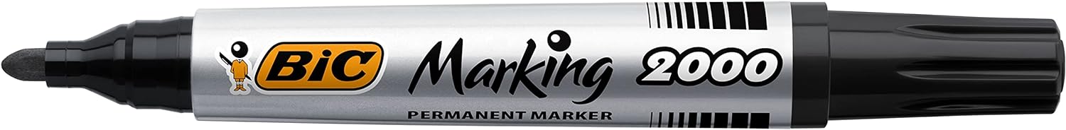 BIC Marking 2000 ECOlutions, Multi-Surface Black Permanent Markers, Ideal for School, Bullet Tip and Quick Drying Ink, Pack of 12-3