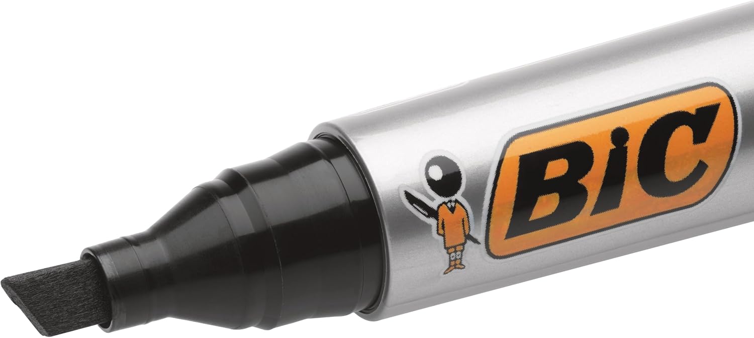 BIC Marking 2300 ECOlutions, Multi-Surface Black Permanent Markers, Ideal for School, Low-Odour Ink, Pack of 12-5