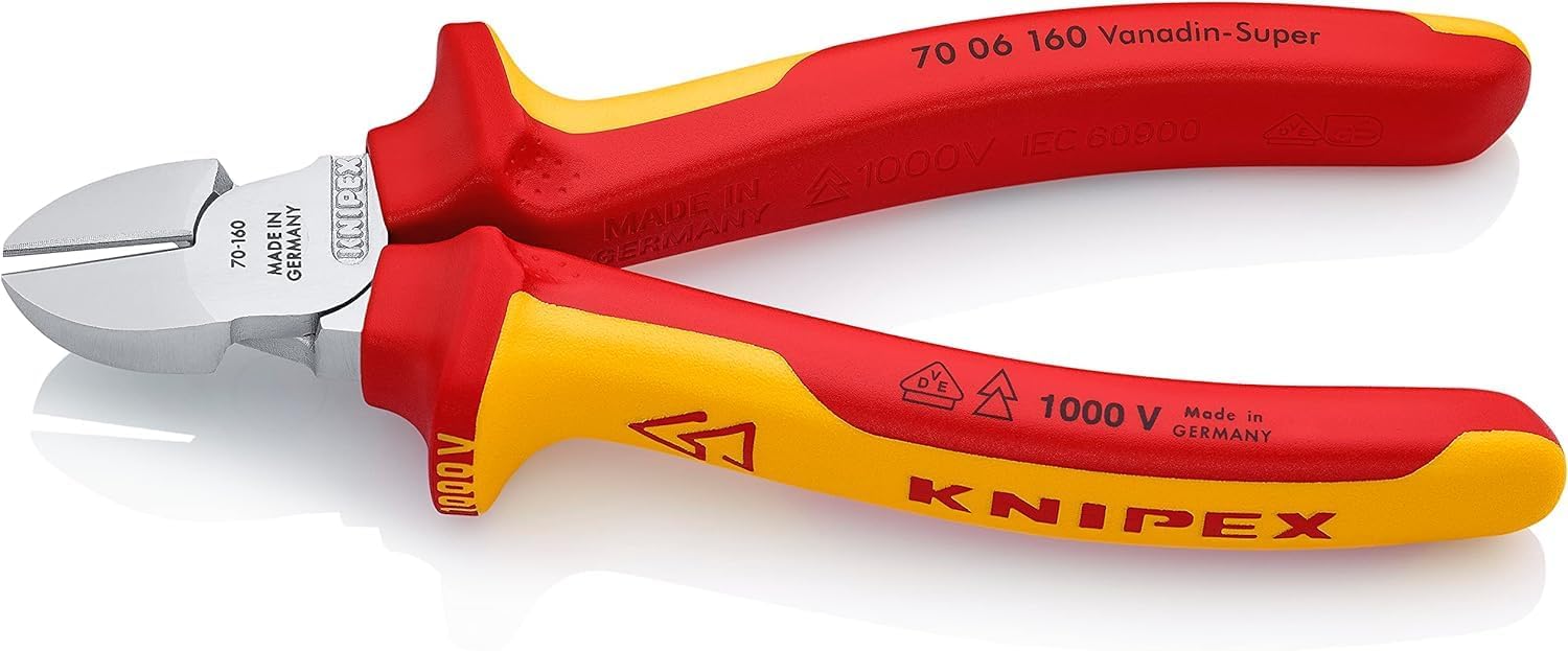 Knipex Diagonal Cutter chrome-plated, insulated with multi-component grips, VDE-tested 160 mm 70 06 160-1