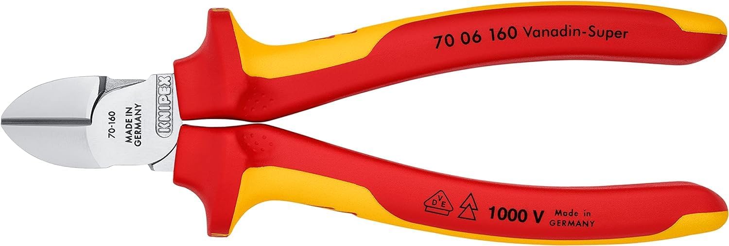 Knipex Diagonal Cutter chrome-plated, insulated with multi-component grips, VDE-tested 160 mm 70 06 160-2