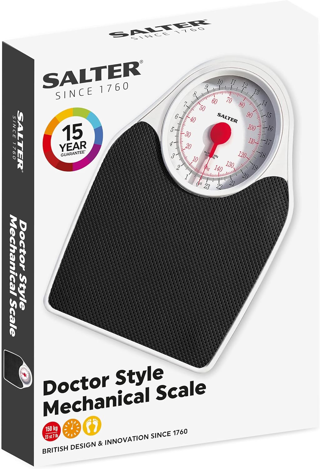 Salter 145 BKDR Doctor Style Bathroom Scale - Mechanical Weighing Scales For Body Weight, Easy Read Dial & Rotating Pointer, Large Platform With Non-Slip Mat, Weighs Up To 150 kg/ 23 st 7 lbs-3