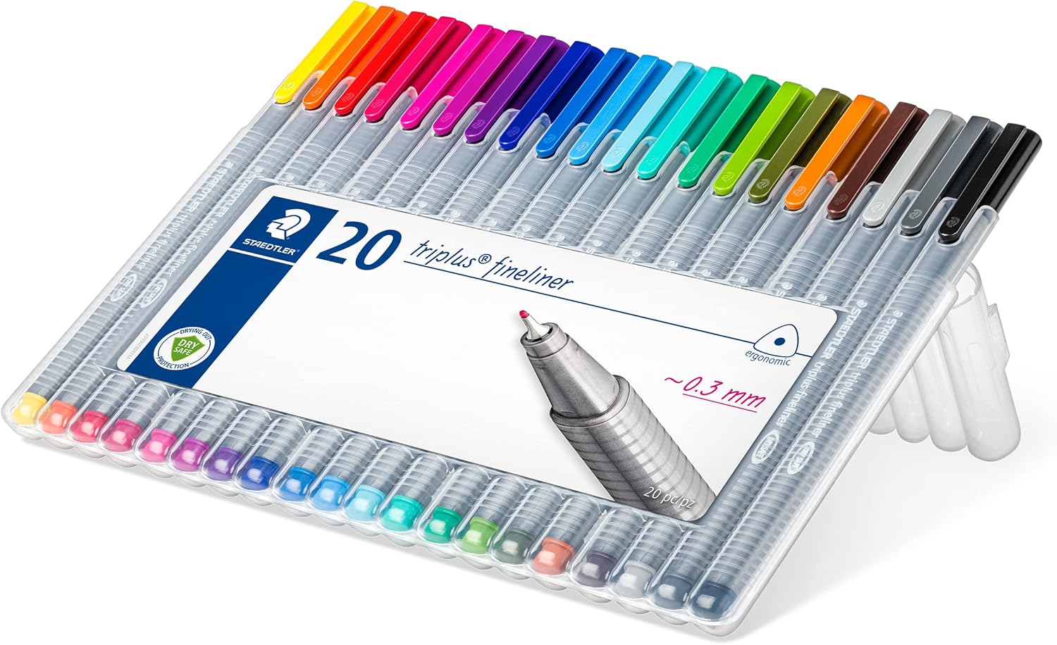 STAEDTLER 334 SB20 Triplus Fineliner Superfine Pen, 0.3mm Line Width - Assorted Colours (Desktop Box of 20)-1