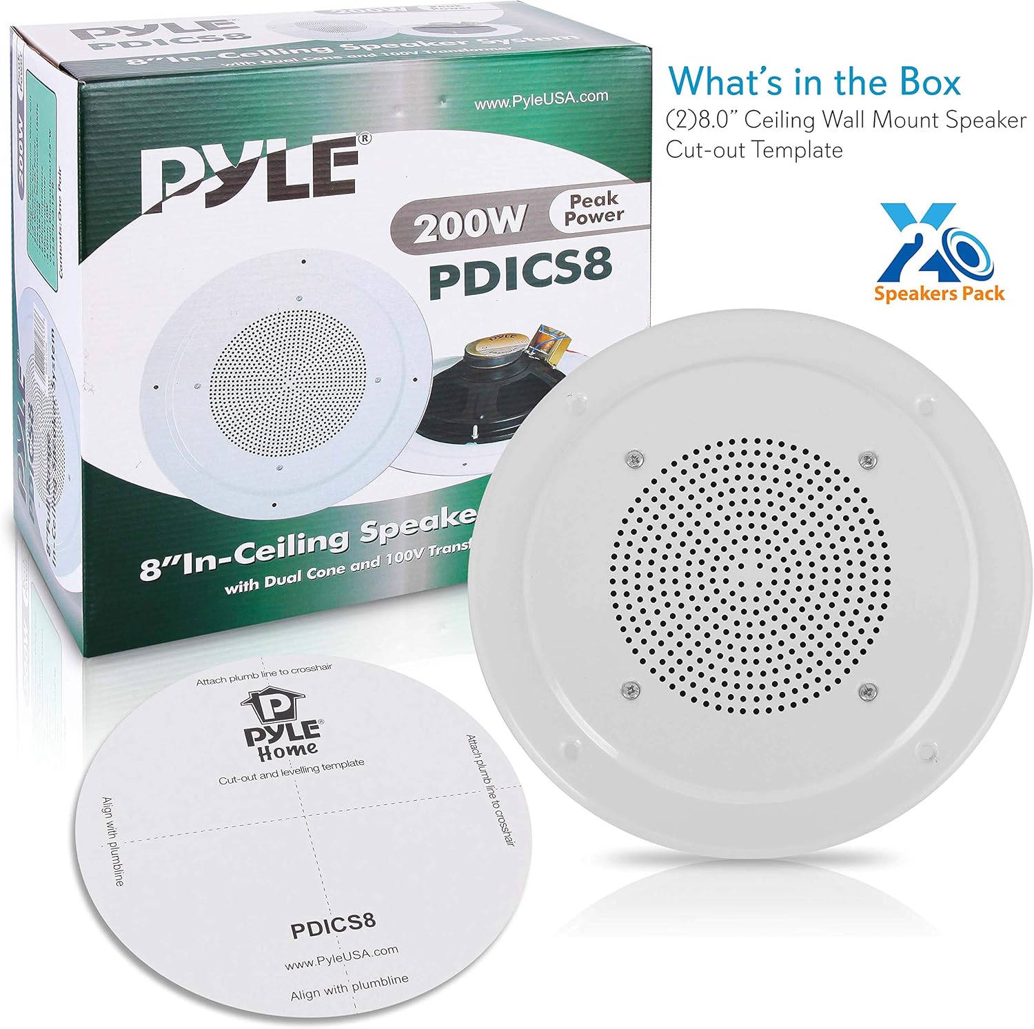 Pyle Home PDICS8 8-Inch Full Range In-Ceiling Speaker System with Transformer - Black-6