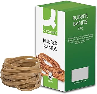 Q-Connect Rubber Bands No.69 150 x 6mm 500g KF10554,yellow|grey|brown|white