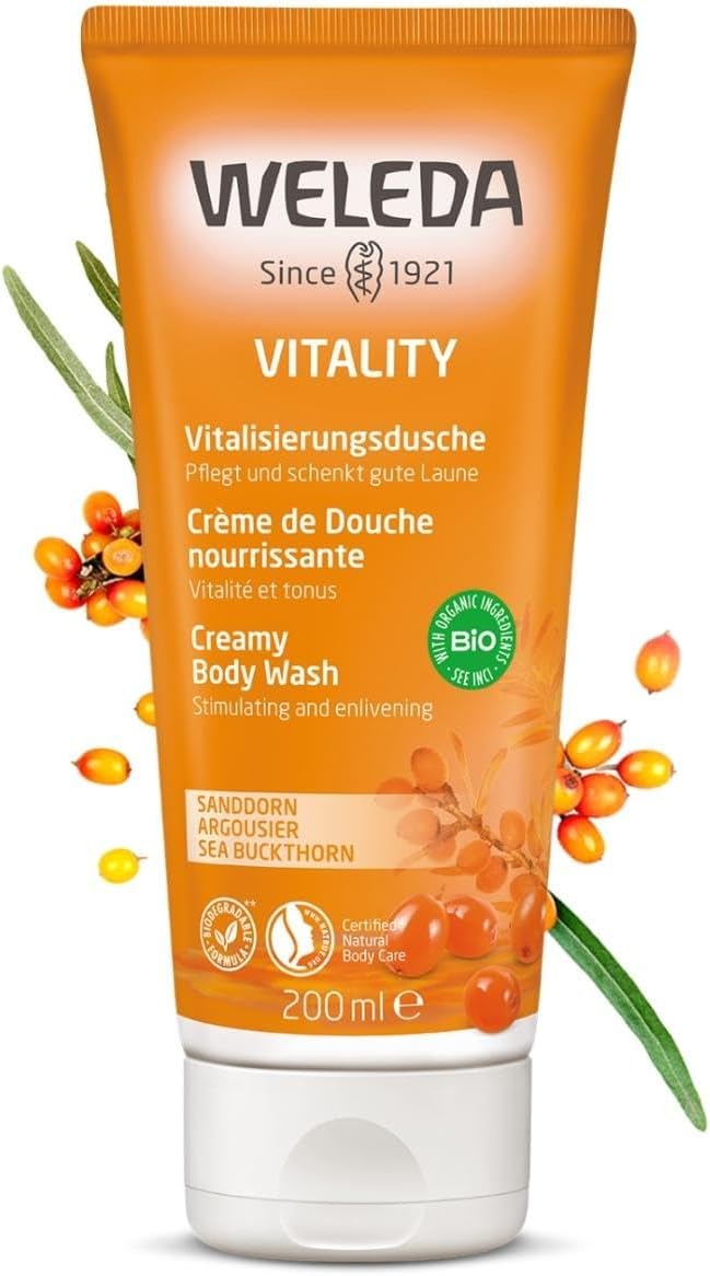 Weleda Shower Gel with Sea Buckthorn, Creamy Body Wash, For Women & Men, Cleanse & Vitality, Paraben & SLS Free, Certified Natural, Organic, Vegan, 200 ml-0