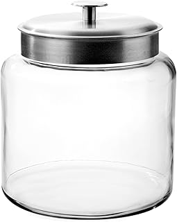 Anchor Hocking Montana Aluminium Storage Jar Glass, White, 19.5 x 19.5 x 24 cm