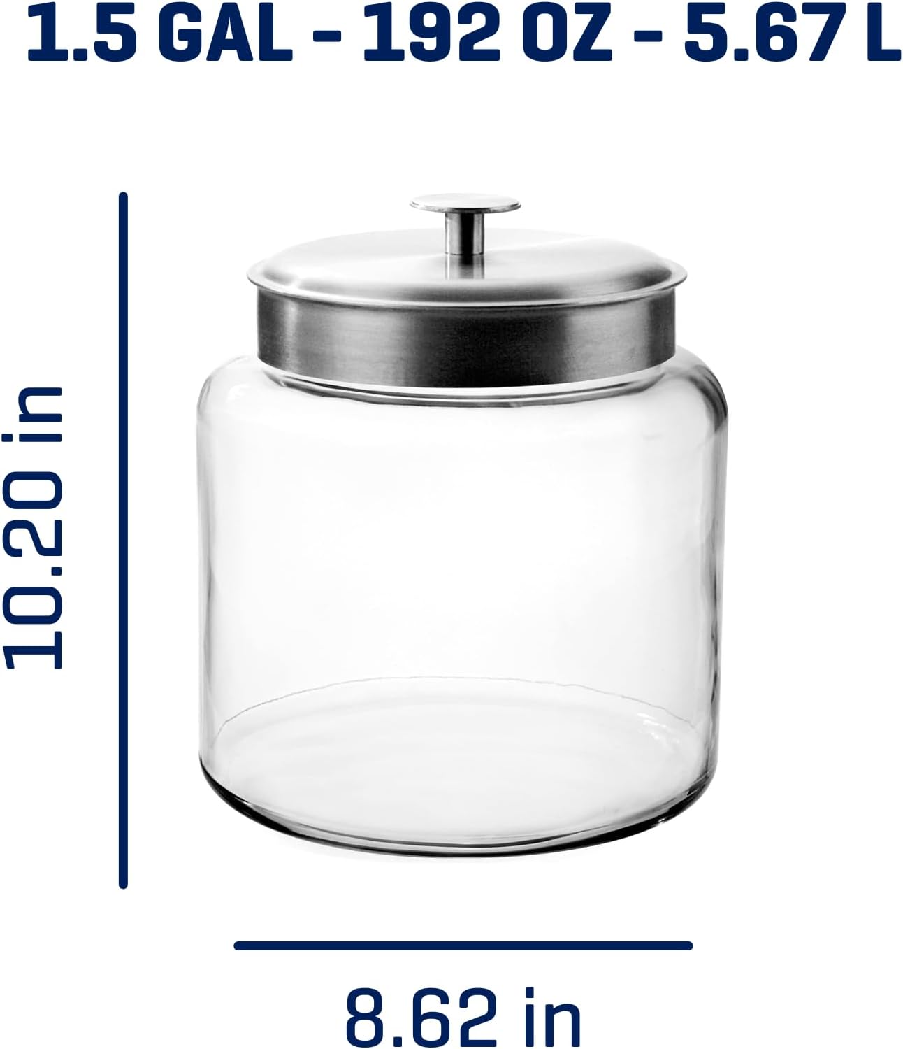 Anchor Hocking Montana Aluminium Storage Jar Glass, White, 19.5 x 19.5 x 24 cm-4