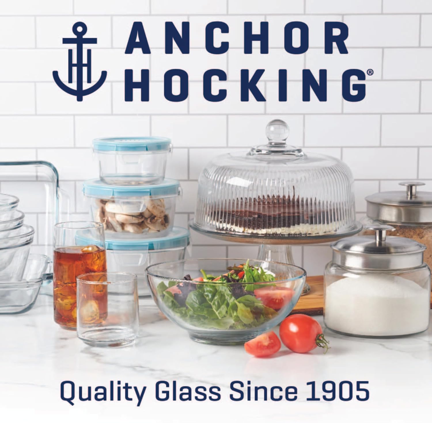 Anchor Hocking Montana Aluminium Storage Jar Glass, White, 19.5 x 19.5 x 24 cm-5