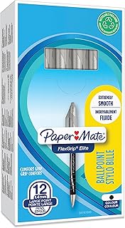 Paper Mate Flexgrip Elite Ballpoint Pens | Large Point (1.4mm) | Black | Retractable | 12 Count