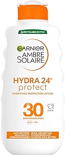 Garnier Ambre Solaire Hydra 24 Hour Protect Hydrating Protection Lotion SPF30, High Sun Protection Factor 30, Water Resistant Sunscreen, With Shea Butter, UVA & UVB Protection, 200ml