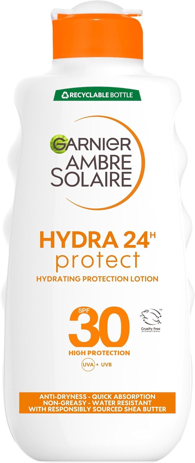 Garnier Ambre Solaire Hydra 24 Hour Protect Hydrating Protection Lotion SPF30, High Sun Protection Factor 30, Water Resistant Sunscreen, With Shea Butter, UVA & UVB Protection, 200ml-0