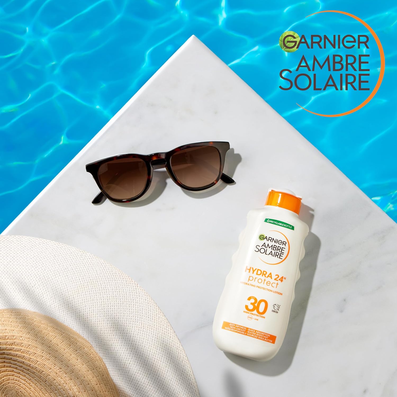 Garnier Ambre Solaire Hydra 24 Hour Protect Hydrating Protection Lotion SPF30, High Sun Protection Factor 30, Water Resistant Sunscreen, With Shea Butter, UVA & UVB Protection, 200ml-1