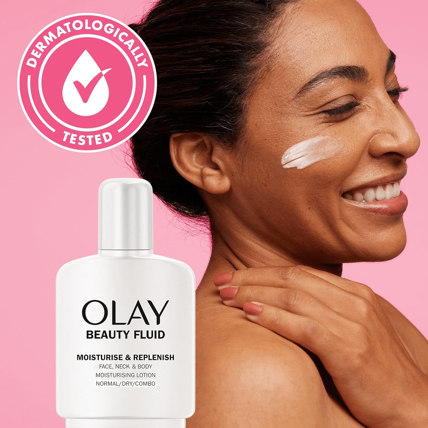 Olay Beauty Fluid Moisturise & Replenish Face, Neck And Body Lotion, For Silky Soft And Smooth Skin,200ml-1