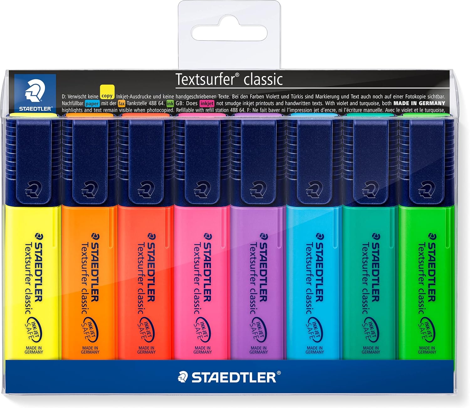 STAEDTLER 364 WP8 Textsurfer Classic Highlighter Pen - Assorted Colours (Wallet of 8)-0