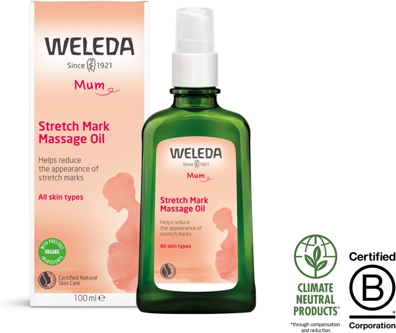 Weleda Stretch Mark Oil, Body Oil, Massage, Developed with Midwives, Vitamin A,D & E, Anti Inflammatory, Dermatologically Tested, 100% Certified Natural, Vegan, 100ml-1