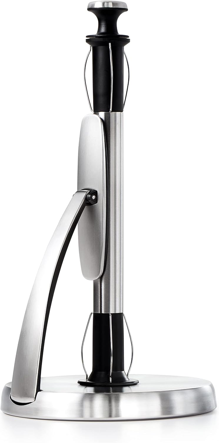 OXO Good Grips SimplyTear Standing Paper Towel Holder, Brushed Stainless Steel-0