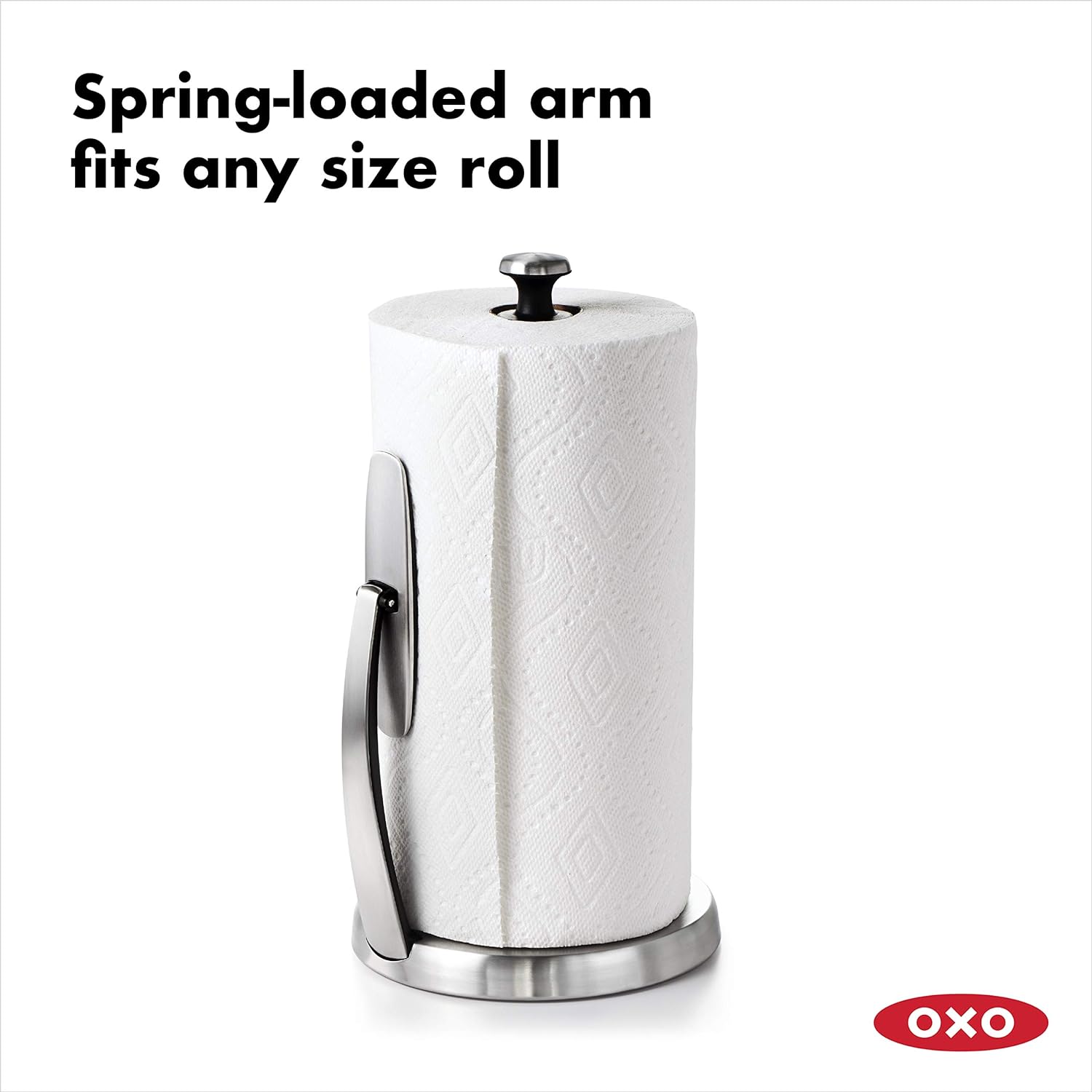 OXO Good Grips SimplyTear Standing Paper Towel Holder, Brushed Stainless Steel-2