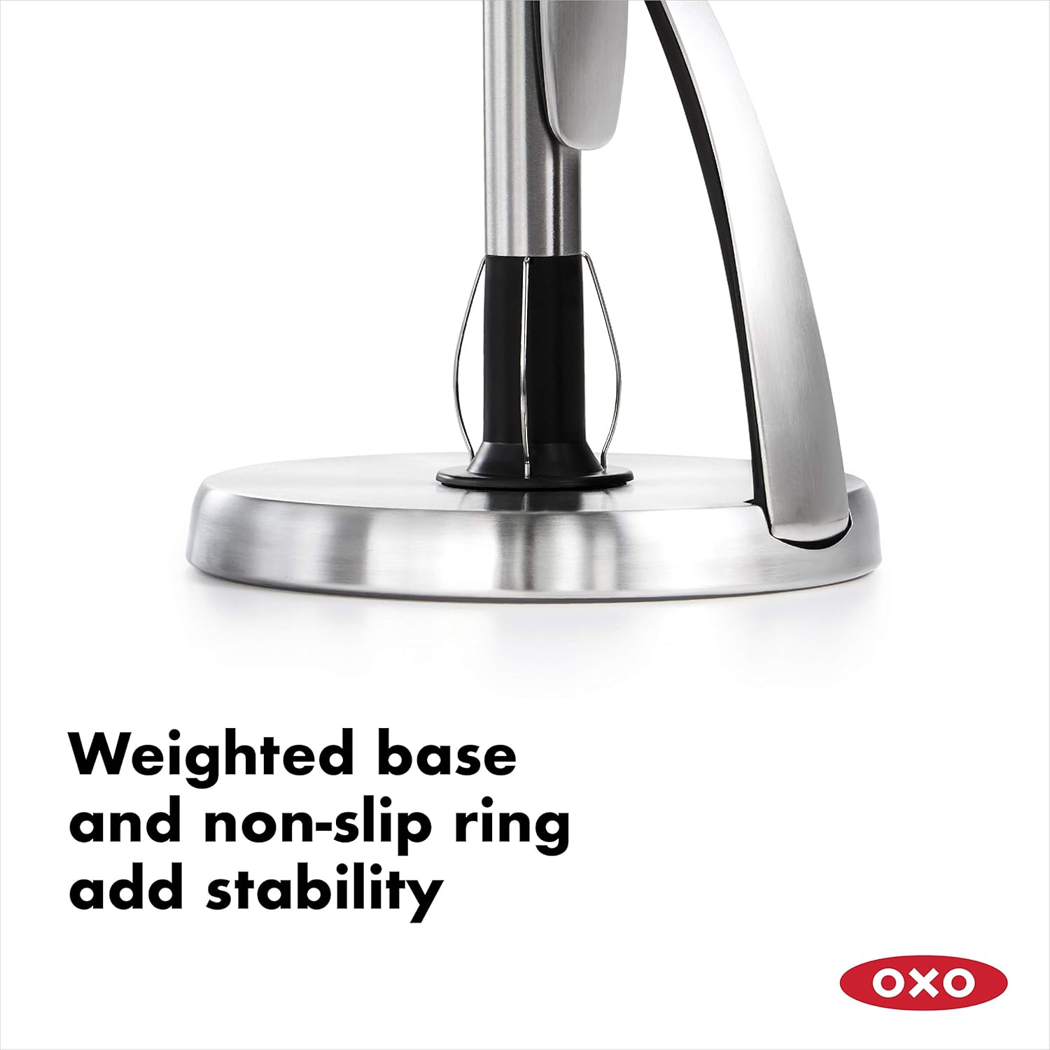 OXO Good Grips SimplyTear Standing Paper Towel Holder, Brushed Stainless Steel-4