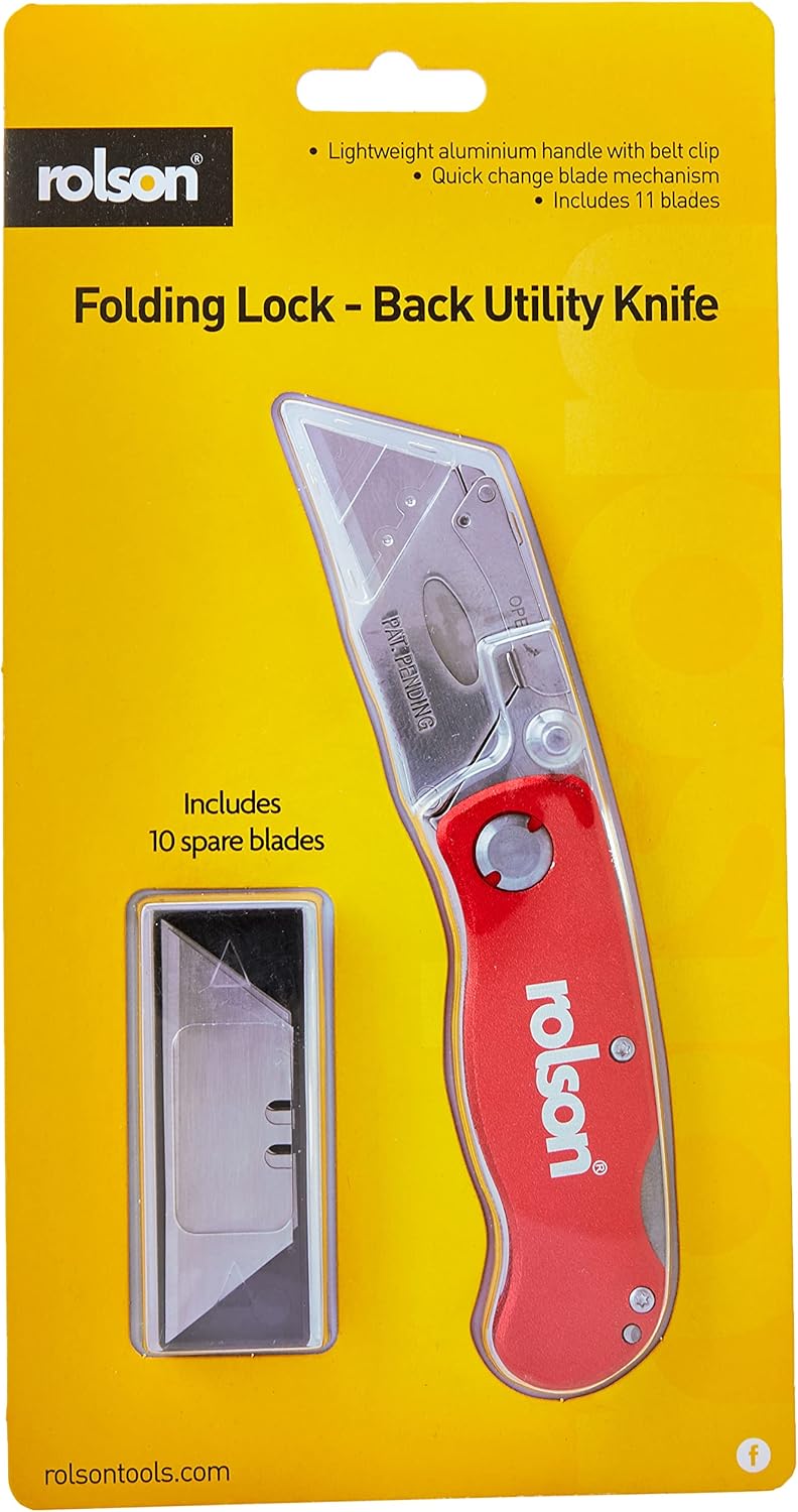 Rolson 62845 Folding Lock-Back Knife, Red, Grey-2