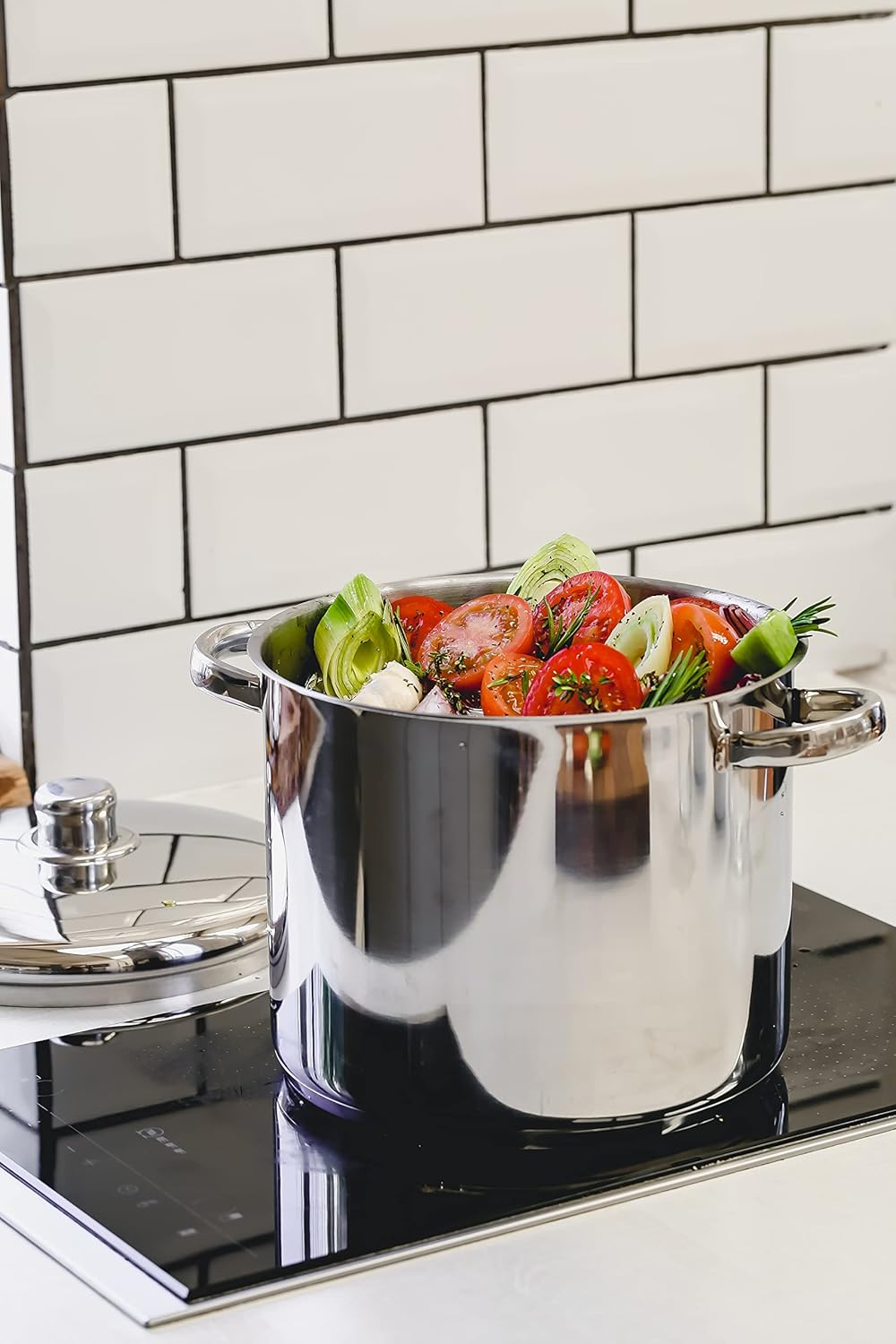 MasterClass Stock Pot With Lid 8.5L/24cm, Induction-Safe, Stainless Steel, Silver-2