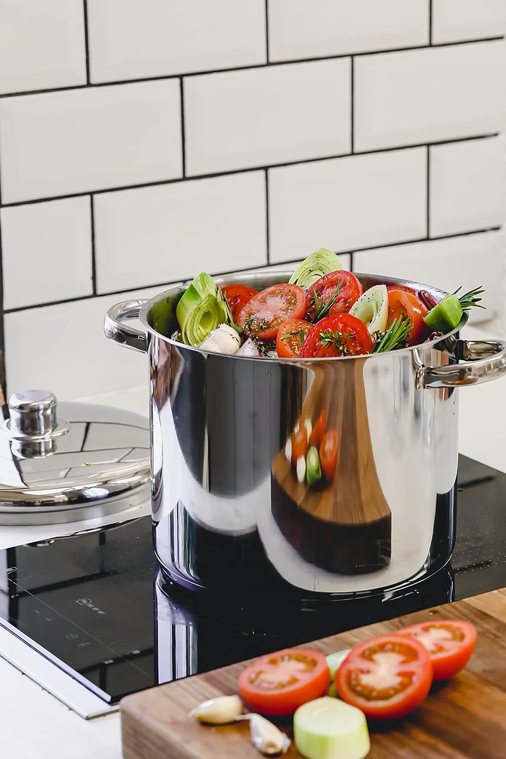 MasterClass Stock Pot With Lid 8.5L/24cm, Induction-Safe, Stainless Steel, Silver-6