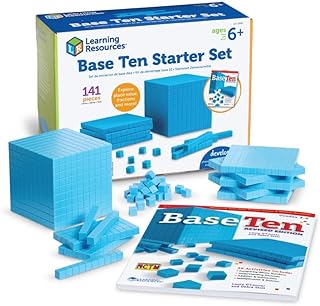 Learning Resources Grooved Plastic Base Ten Starter Set, Blue, Medium