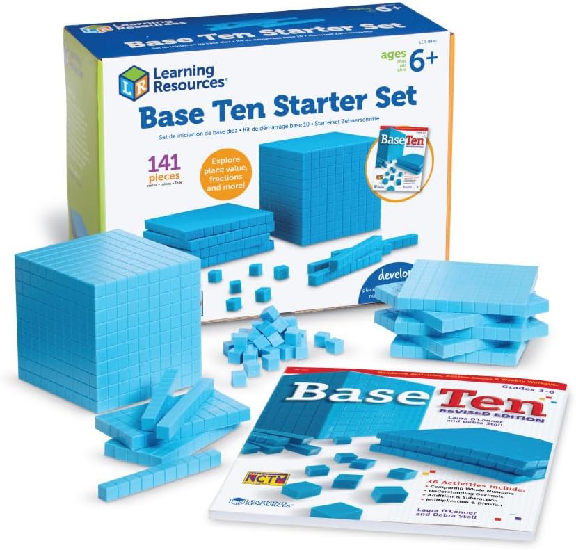 Learning Resources Grooved Plastic Base Ten Starter Set, Blue, Medium-0