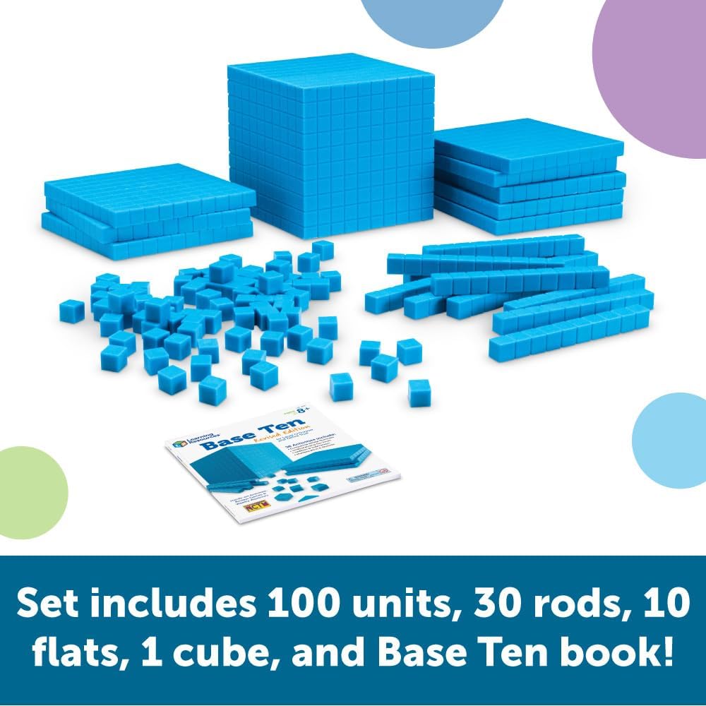 Learning Resources Grooved Plastic Base Ten Starter Set, Blue, Medium-1