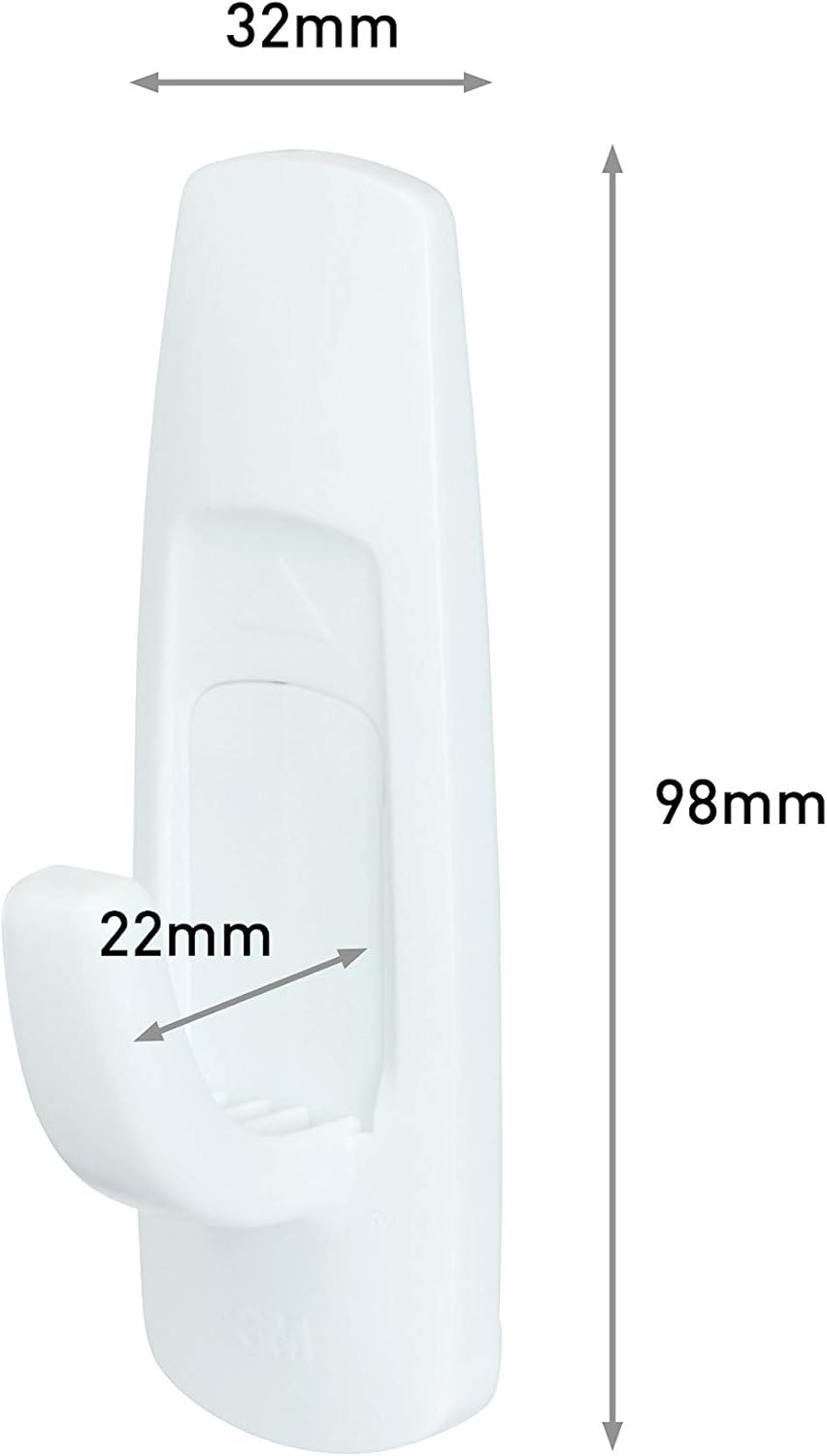 Command Large Utility Hook, Pack of 1 Hook and 2 Adhesive Strips, White - Damage Free Hanging - Holds up to 2.2kg-2