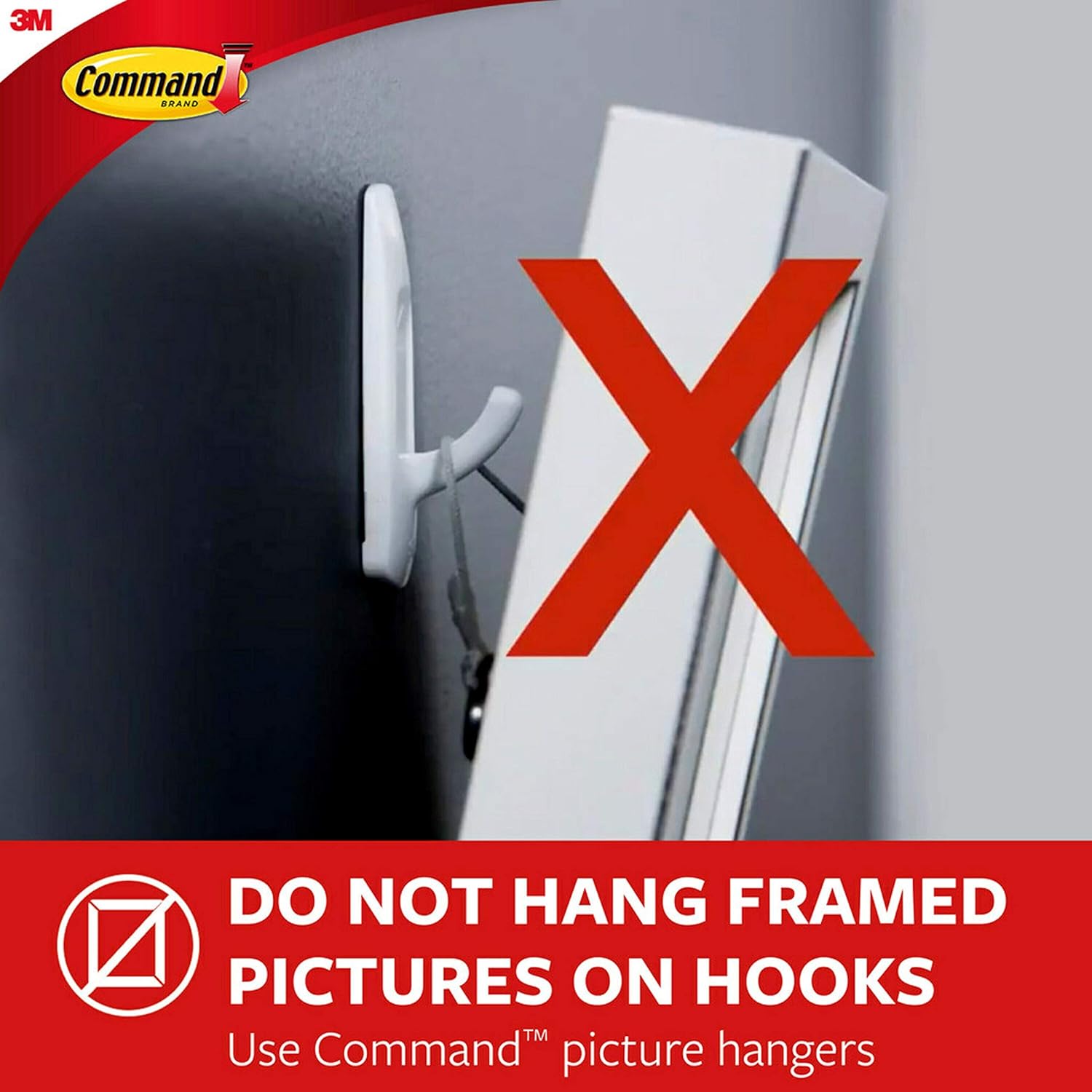 Command Large Utility Hook, Pack of 1 Hook and 2 Adhesive Strips, White - Damage Free Hanging - Holds up to 2.2kg-8