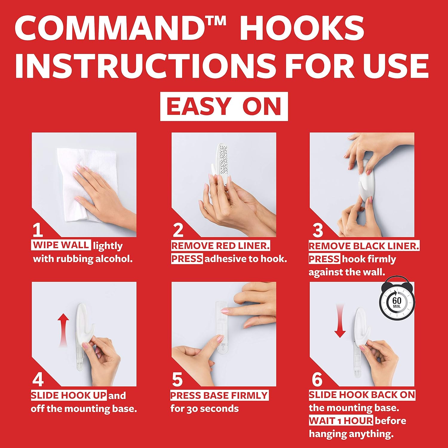 Command Large Utility Hook, Pack of 1 Hook and 2 Adhesive Strips, White - Damage Free Hanging - Holds up to 2.2kg-9