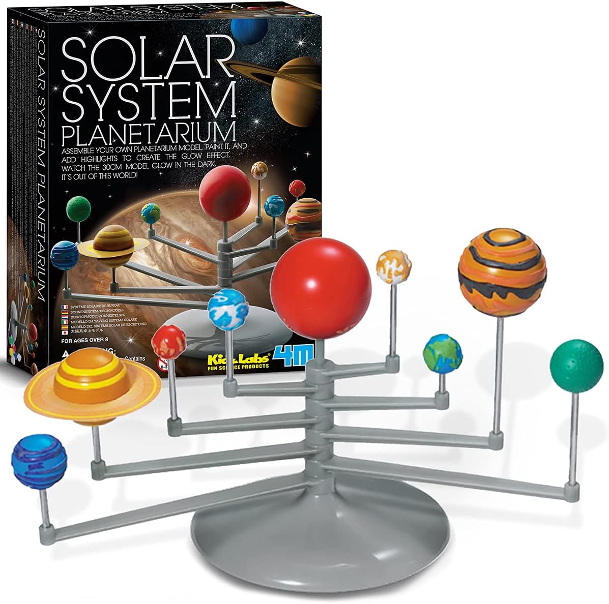 4M Kidz Labs Solar System Planetarium Model, Build you own 30cm Glow in the Dark Model, Arts and Crafts, Science Kit for Boys and Girls 8+-1