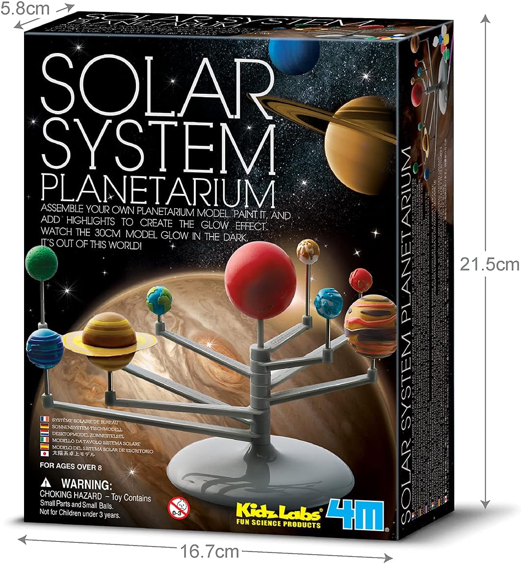 4M Kidz Labs Solar System Planetarium Model, Build you own 30cm Glow in the Dark Model, Arts and Crafts, Science Kit for Boys and Girls 8+-10