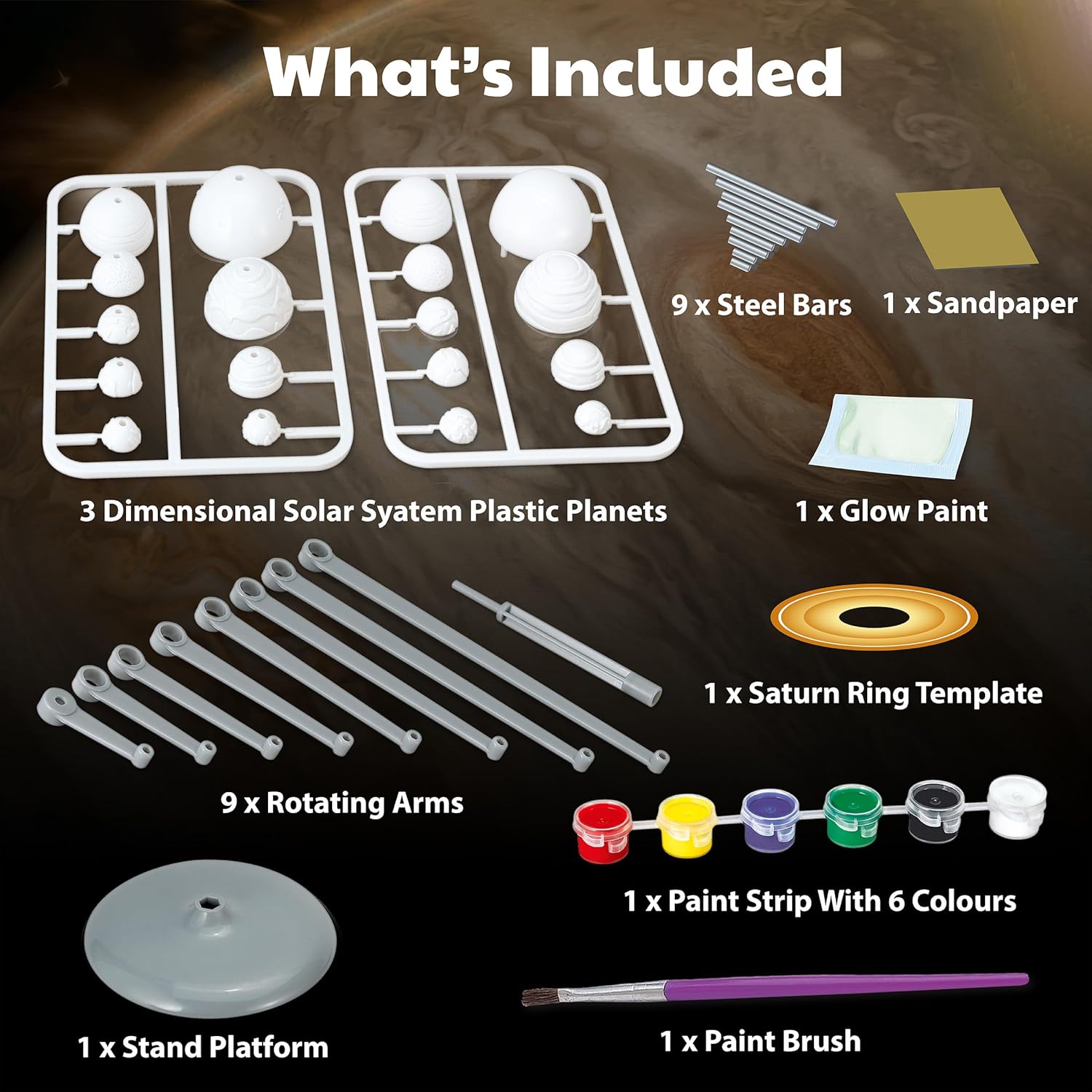 4M Kidz Labs Solar System Planetarium Model, Build you own 30cm Glow in the Dark Model, Arts and Crafts, Science Kit for Boys and Girls 8+-4