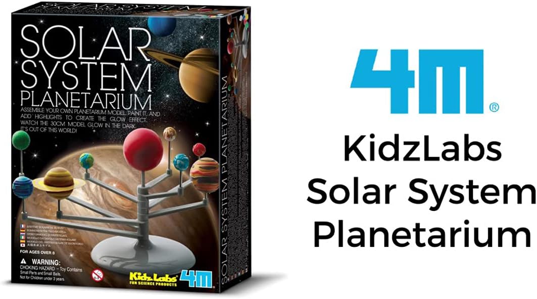 4M Kidz Labs Solar System Planetarium Model, Build you own 30cm Glow in the Dark Model, Arts and Crafts, Science Kit for Boys and Girls 8+-8