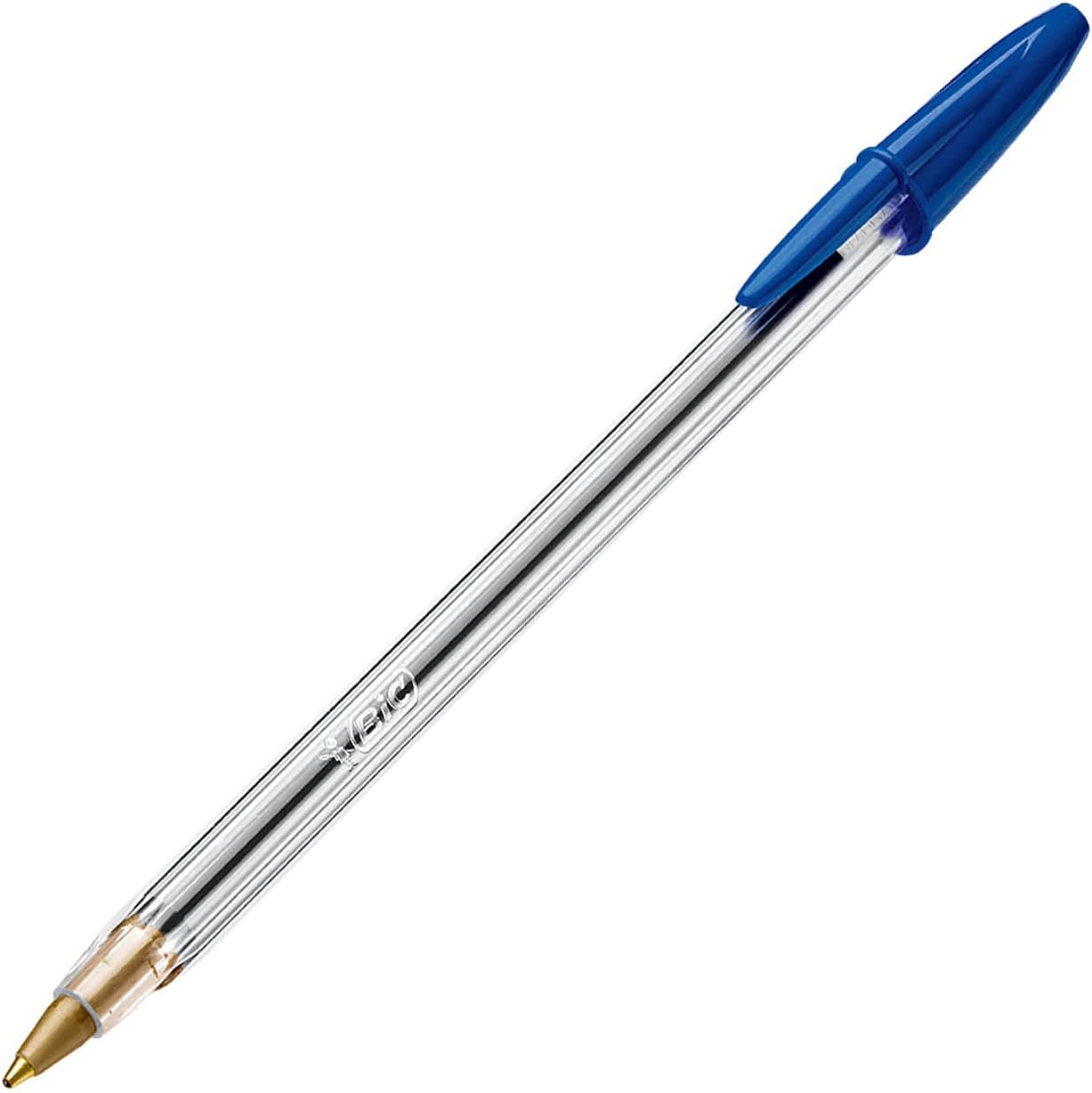 BIC Cristal Original Ballpoint Pens, Medium Point (1.0 mm) Every-Day Writing Pens with Clear Barrel, Blue, Box of 50-2