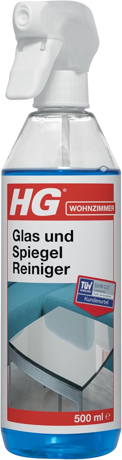 HG Glass and Mirror Cleaner, Streak-Free Glass Cleaner, Effectively Removes Grease & Dirt from Windows & Surfaces Quickly - 500ml Spray (142050106)(Packing May Vary)-0