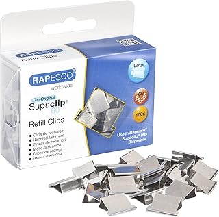 Rapesco CP10060S Supaclip 60 Stainless Steel Refill Clips, Pack of 100